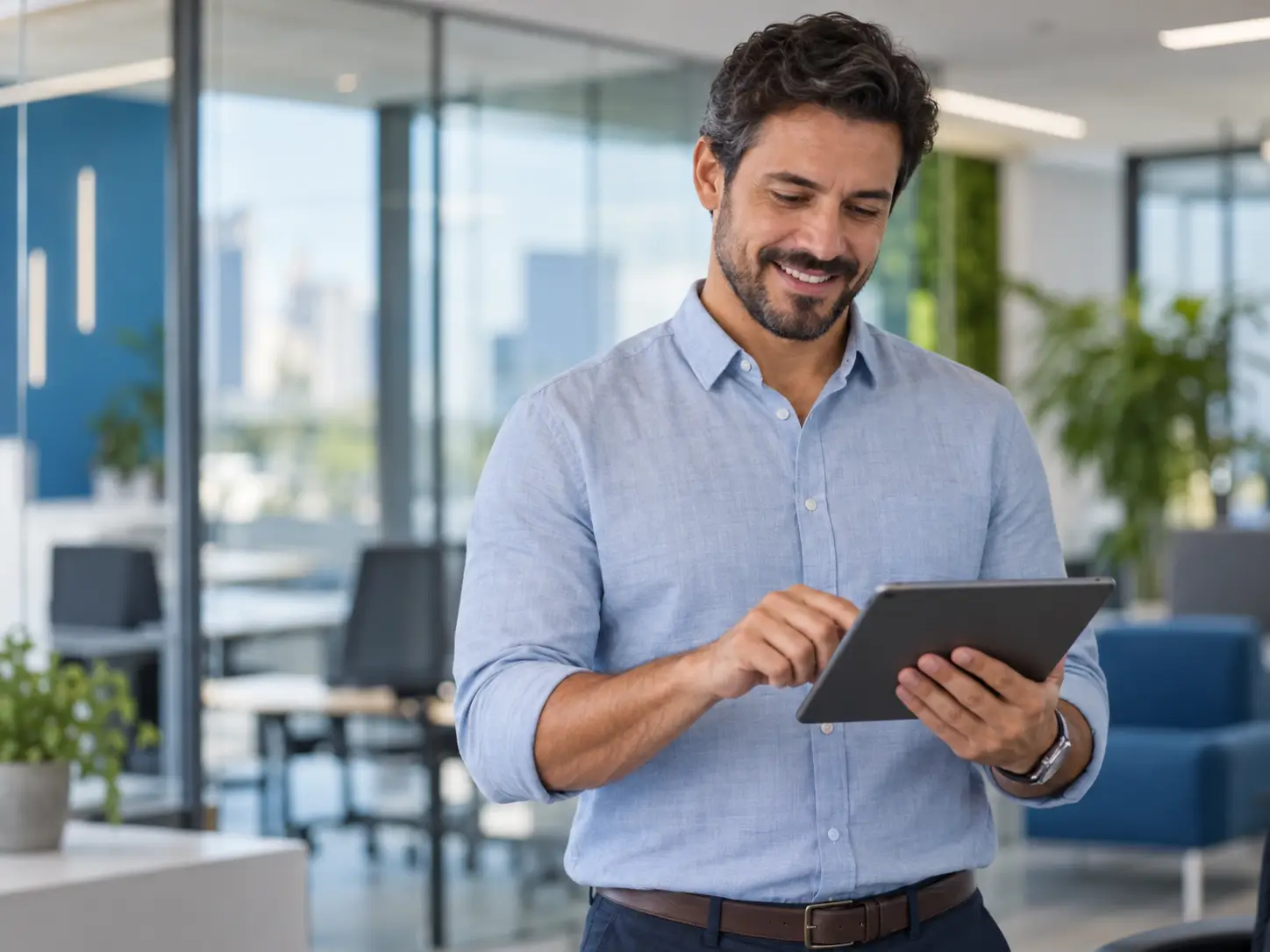 Profissional utilizando certificado digital em um tablet