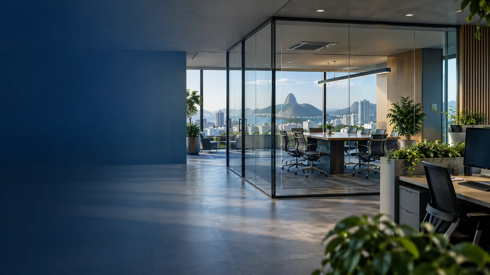 Ambiente corporativo representando a estrutura da Solution